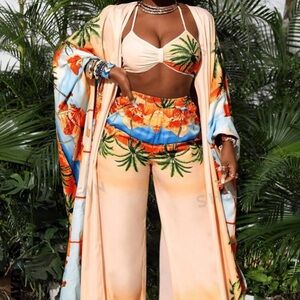 Tropical Print Three Piece Set
